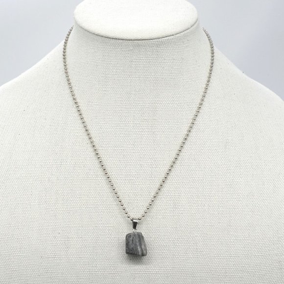 My Bead Emporium Jewelry - Necklace with Gray stone and silver chain.